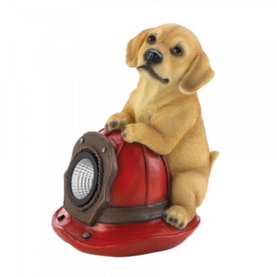 Dog And Fire Helmet Solar Statue Dog And Fire Helmet Solar Statue