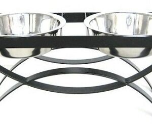 SeeSaw Double Elevated Dog Bowl - Small/Black
