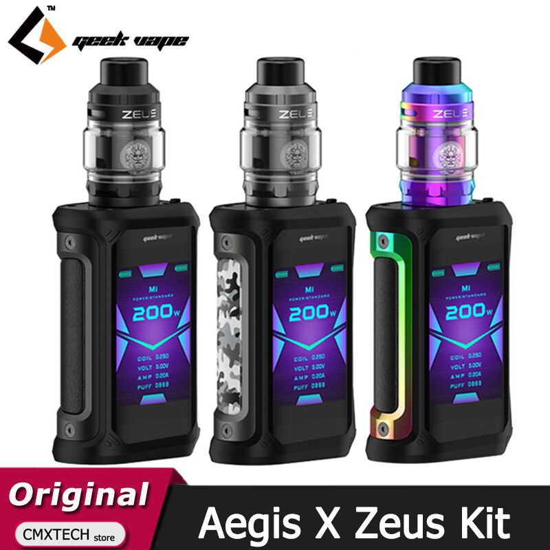 Original Geekvape Aegis X Zeus Kit 200W Box Mod with 5ml Zeus Sub ohm Tank Vaporizer Electronic Cigarette VAPE Kit
