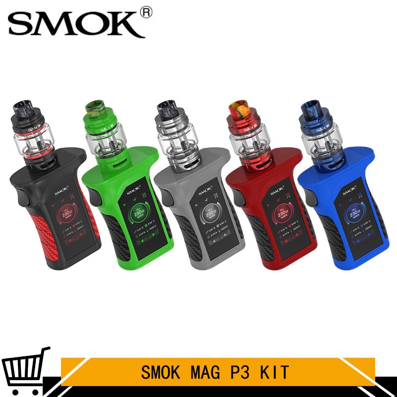 Original SMOK MAG P3 Vape Kit 230W 9ML TFV16 Tank Conical nexMesh 0.2ohm & 0.12ohm Dual Mesh Coil Mod Box E Cigarette Vaporizer