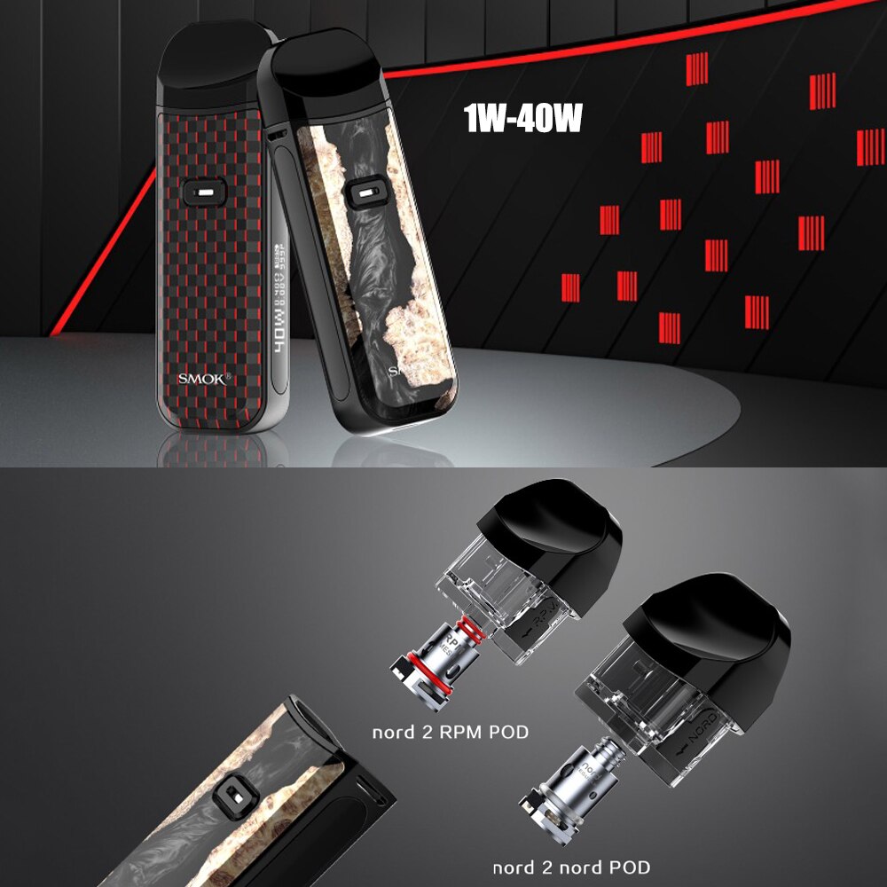 Original SMOK Nord 2 Pod Kit 40W 1500mAh Battery E-Cigarette Vape RPM Mesh RBA NordCoil Pods Cartridge Vaporizer VS RPM80 Nord 4 - Image 3