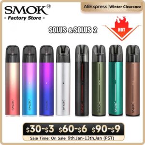 Original SMOK SOLUS 2 Pod Kit 15W 700mAh 2.5ml Cartridge Solus Meshed 0.9ohm Electronic E Cigarette Vape VS NOVO 4 IPX80