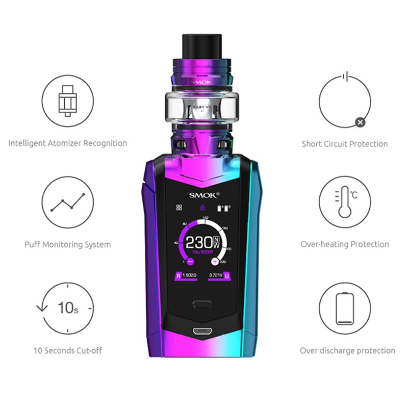 Original SMOK Species 230W Kit with TFV8 Baby V2 Tank 5ml VW/TC Electronic Cigarette Vaporizer Dual 18650 Box Mod Vape Kit - Image 5