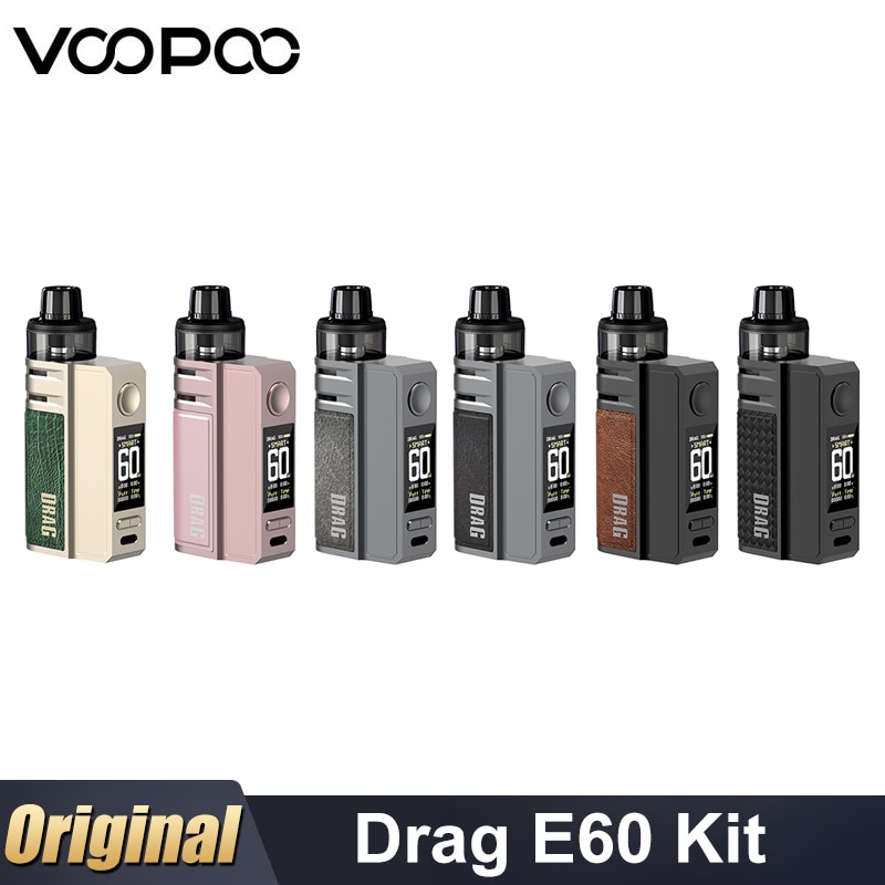 Original VOOPOO Drag E60 Kit 60W 2550mAh Battery Vape 4.5ml PNP Pod 2 II Pnp Coil Smart/RBA/ECO Mode Vaporizer E Cigarette