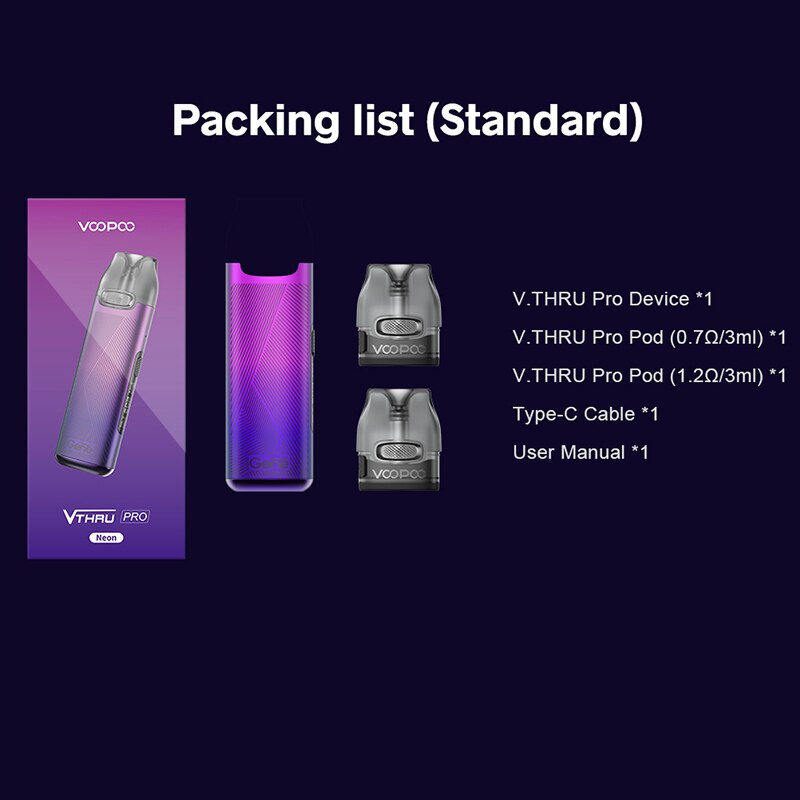 Original VOOPOO V.THRU Pro Pod Kit 25W 900mAh Pod System Vape Kit with V.THRU Pro Pods GENE Chip Electronic Cigarette Vaporizer - Image 6