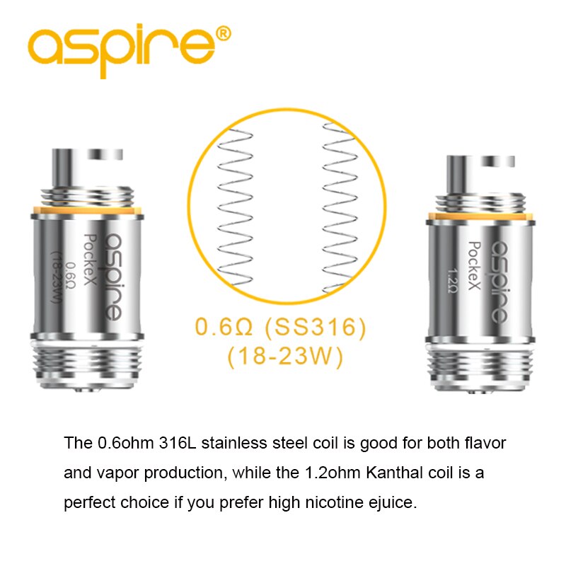 Vape 10PCS/Lot Aspire PockeX Atomizer Coils 0.6/1.2ohm Electronic Cigarettes Core E-cigarette Parts For PockeX Pocket AIO Kit - Image 5