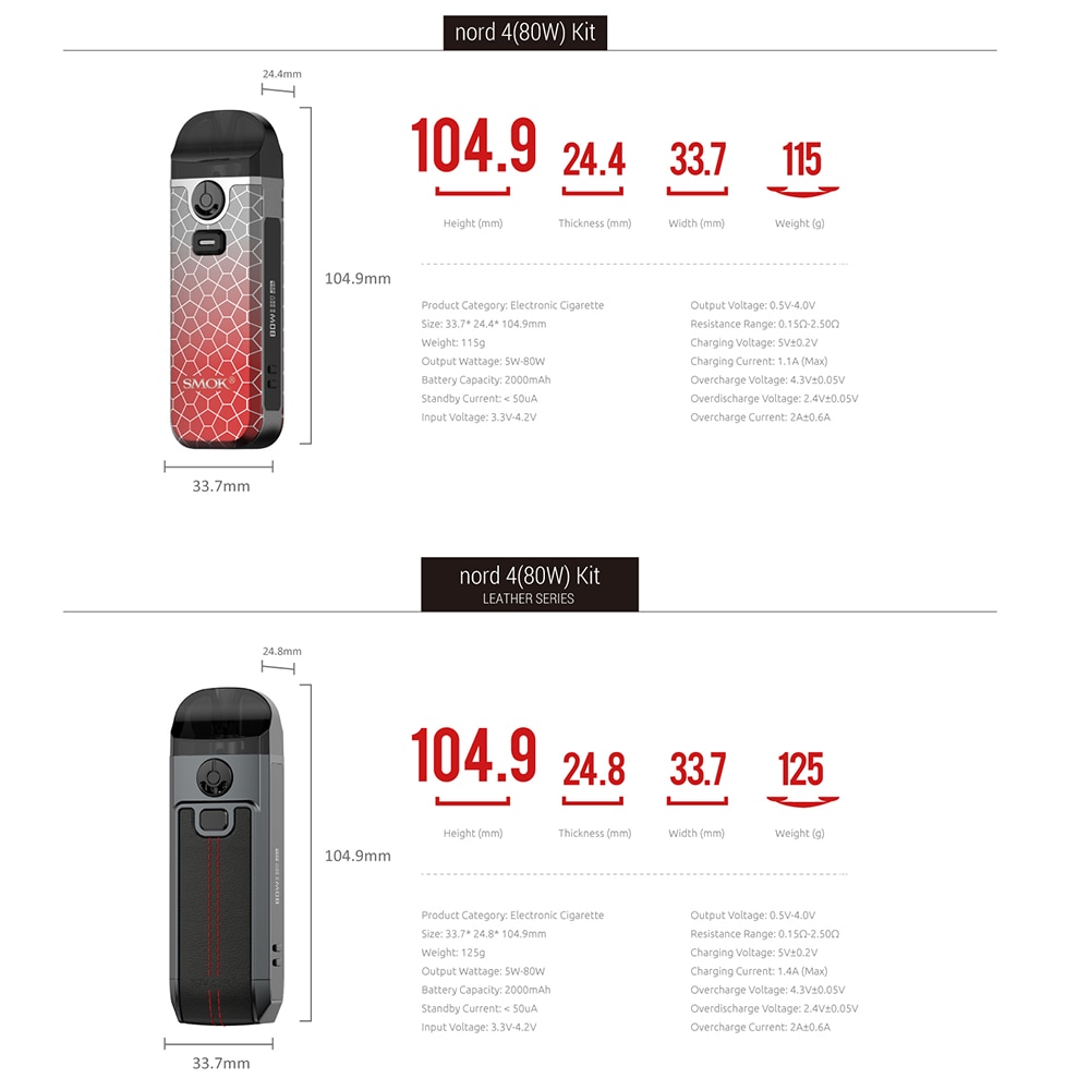 Vape SMOK Nord 4 Kit Box Mod 2000mah Battery Electronic Cigarette 80W Pod System 4.5ml Nord4 RPM 2 Mesh Coil vaporizador VS NOVO - Image 2